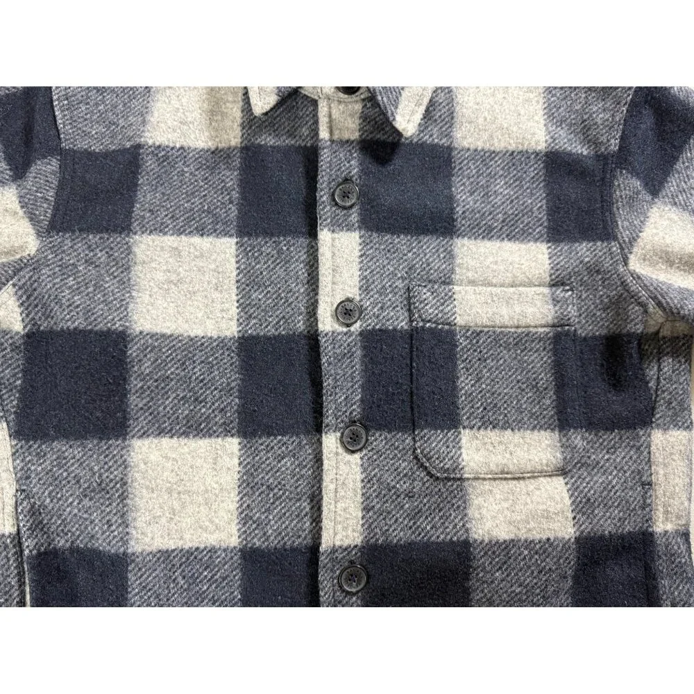 Banana Republic Men’s S Buffalo Plaid Shirt Jacket Shacket Navy Gray Warm Lined‎
